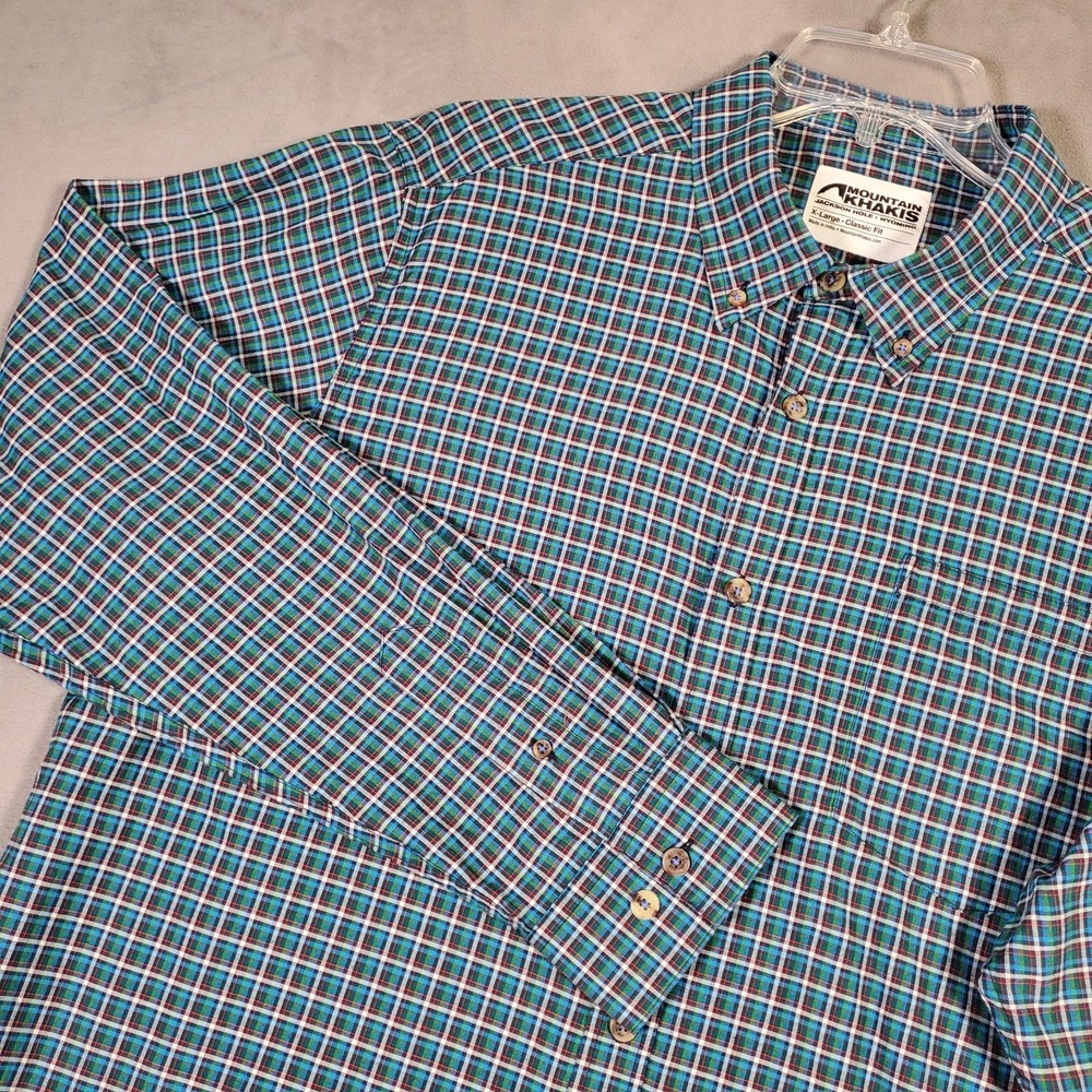 Mountain Khakis Shirt XL‎ Blue Plaid Long Sleeve Button Down Outdoors Classic